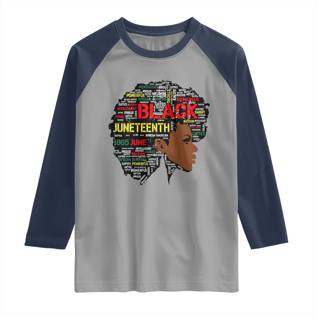 Black Heritage Pride Raglan Shirt For Melanin Black Women Natural Hair Afro Word Art TS01 Sport Gray Navy Print Your Wear