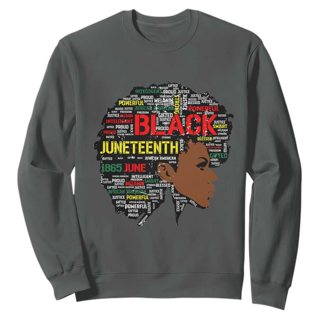 Black Heritage Sweatshirt For Melanin Black Women Natural Hair Afro Word Art TS01 Dark Heather Printyourwear