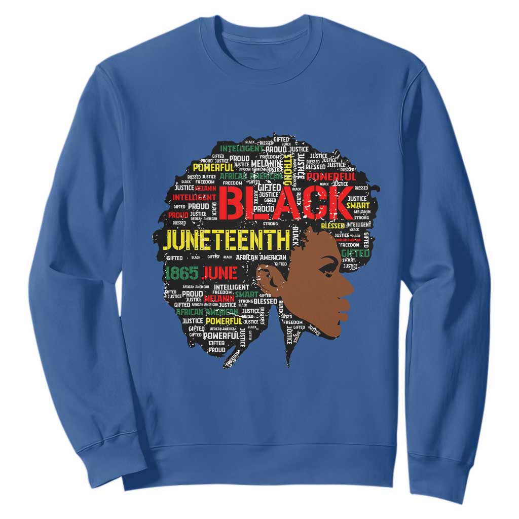 Black Heritage Sweatshirt For Melanin Black Women Natural Hair Afro Word Art TS01 Royal Blue Printyourwear