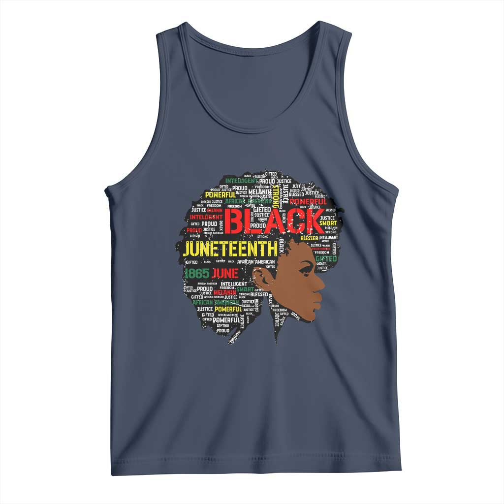 Black Heritage Pride Tank Top For Melanin Black Women Natural Hair Afro Word Art TS01 Navy Print Your Wear
