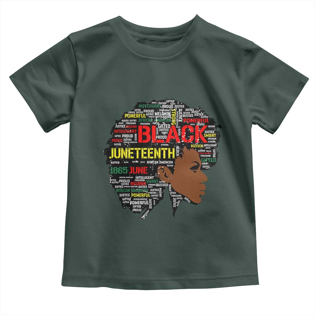 Black Heritage Pride Toddler T Shirt For Melanin Black Women Natural Hair Afro Word Art TS01 Dark Forest Green Print Your Wear