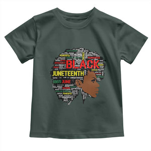 Black Heritage Pride Toddler T Shirt For Melanin Black Women Natural Hair Afro Word Art TS01 Dark Forest Green Print Your Wear