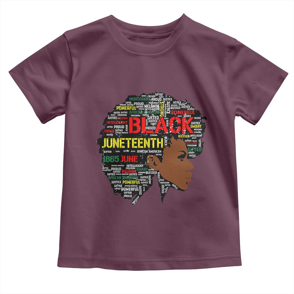 Black Heritage Pride Toddler T Shirt For Melanin Black Women Natural Hair Afro Word Art TS01 Maroon Print Your Wear