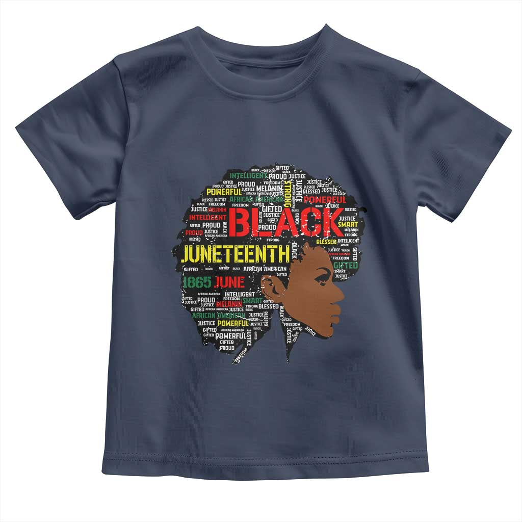 Black Heritage Pride Toddler T Shirt For Melanin Black Women Natural Hair Afro Word Art TS01 Navy Print Your Wear
