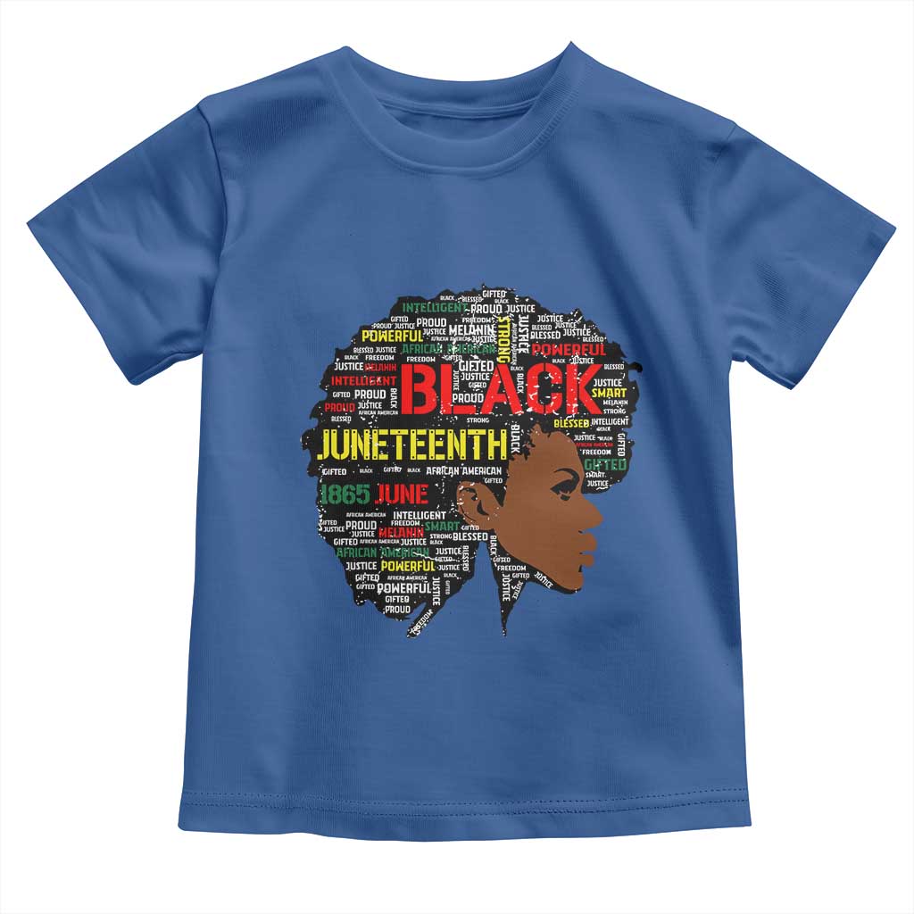 Black Heritage Pride Toddler T Shirt For Melanin Black Women Natural Hair Afro Word Art TS01 Royal Blue Print Your Wear
