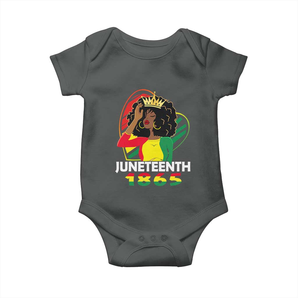 Queen Afro Baby Onesie Juneteenth 1865 TS01 Dark Heather Print Your Wear