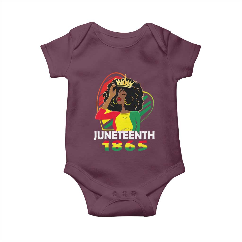 Queen Afro Baby Onesie Juneteenth 1865 TS01 Maroon Print Your Wear