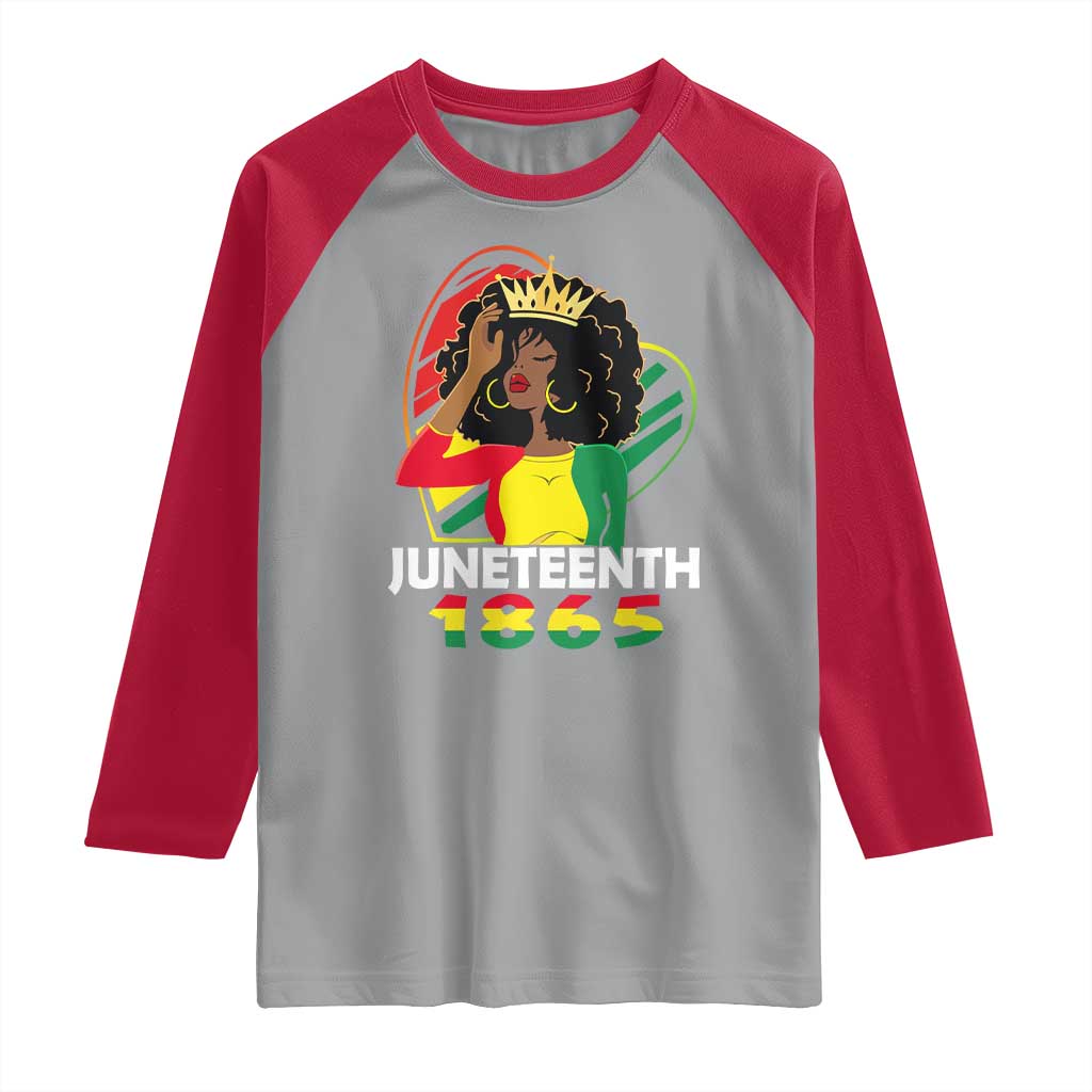Queen Afro Raglan Shirt Juneteenth 1865 TS01 Sport Gray Red Print Your Wear