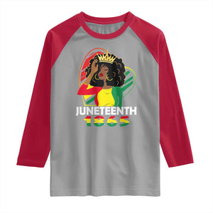 Queen Afro Raglan Shirt Juneteenth 1865 TS01 Sport Gray Red Print Your Wear