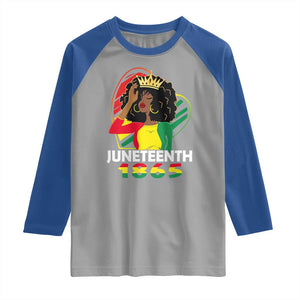 Queen Afro Raglan Shirt Juneteenth 1865 TS01 Sport Gray Royal Print Your Wear
