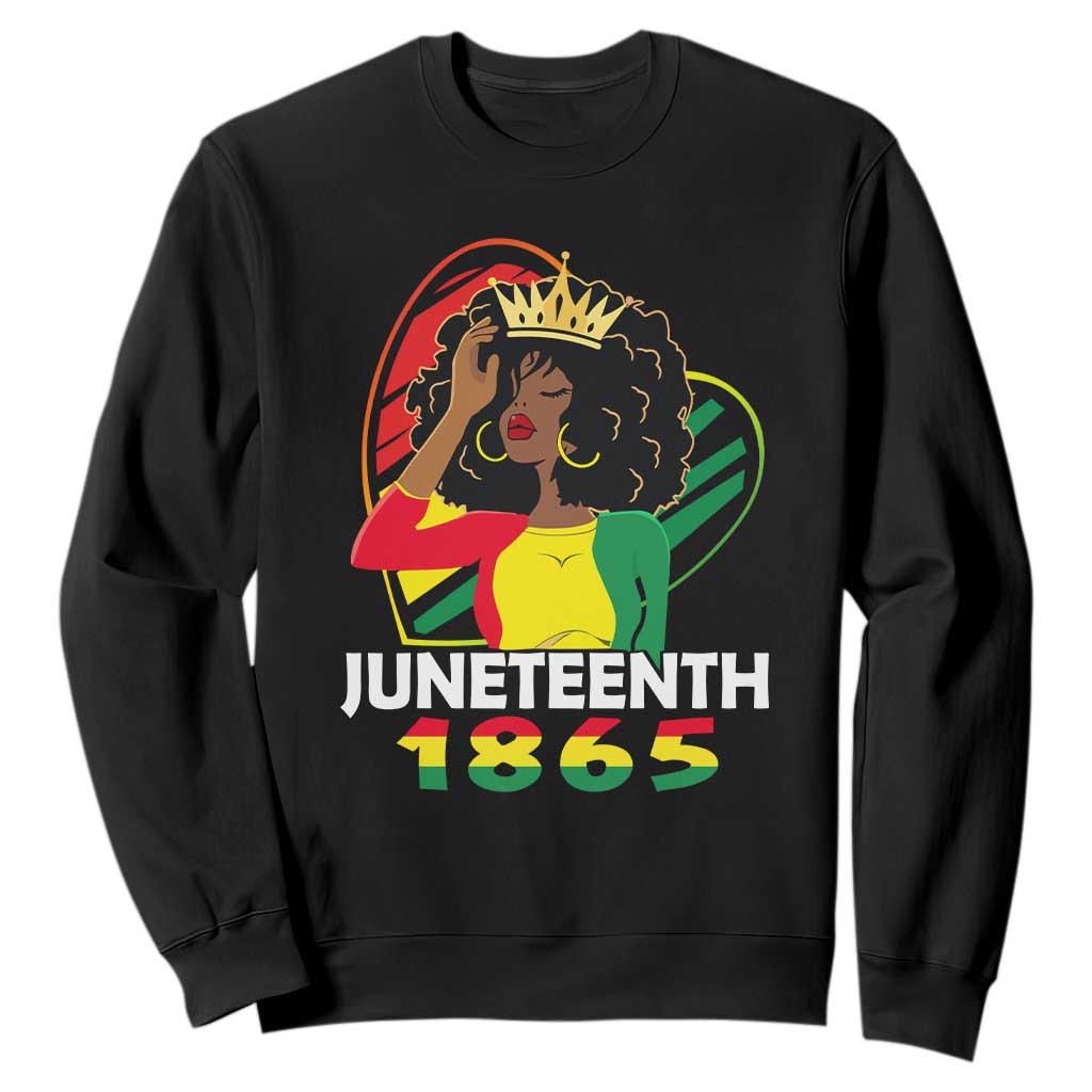 Queen Afro Sweatshirt Juneteenth 1865 TS01 Black Printyourwear