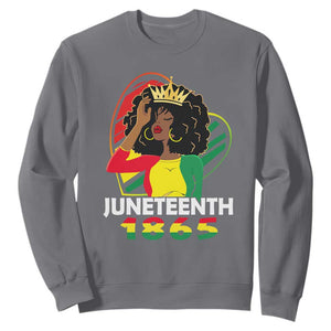 Queen Afro Sweatshirt Juneteenth 1865 TS01 Charcoal Printyourwear