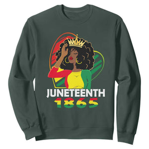 Queen Afro Sweatshirt Juneteenth 1865 TS01 Dark Forest Green Printyourwear