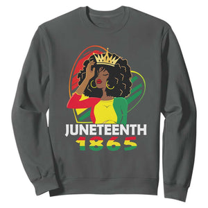 Queen Afro Sweatshirt Juneteenth 1865 TS01 Dark Heather Printyourwear