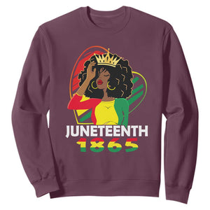Queen Afro Sweatshirt Juneteenth 1865 TS01 Maroon Printyourwear