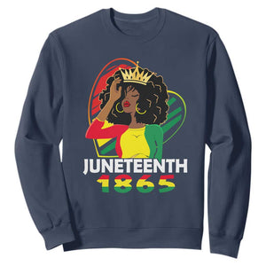 Queen Afro Sweatshirt Juneteenth 1865 TS01 Navy Printyourwear