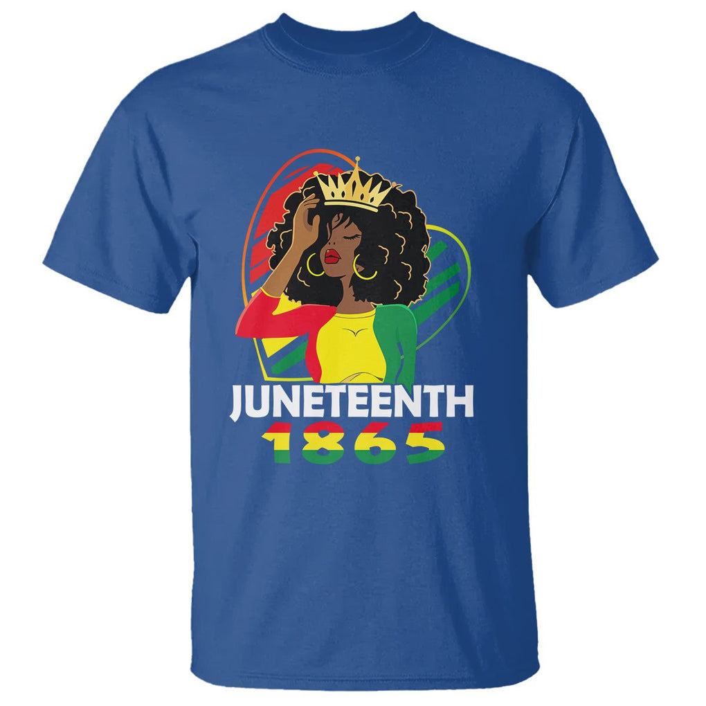 Queen Afro T Shirt Juneteenth 1865 TS01 Royal Blue Printyourwear