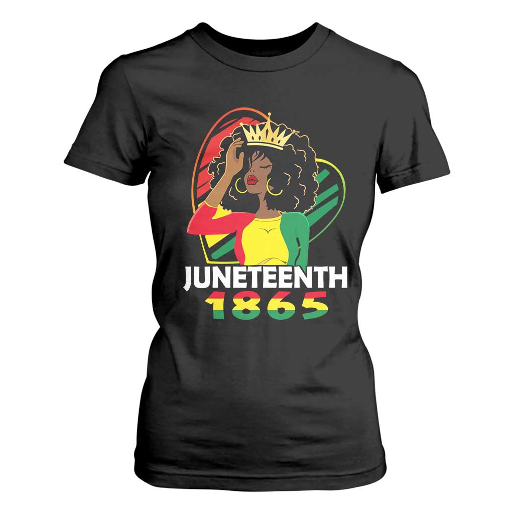 Queen Afro T Shirt For Women Juneteenth 1865 TS01 Black Print Your Wear