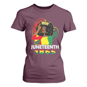 Queen Afro T Shirt For Women Juneteenth 1865 TS01 Maroon Print Your Wear