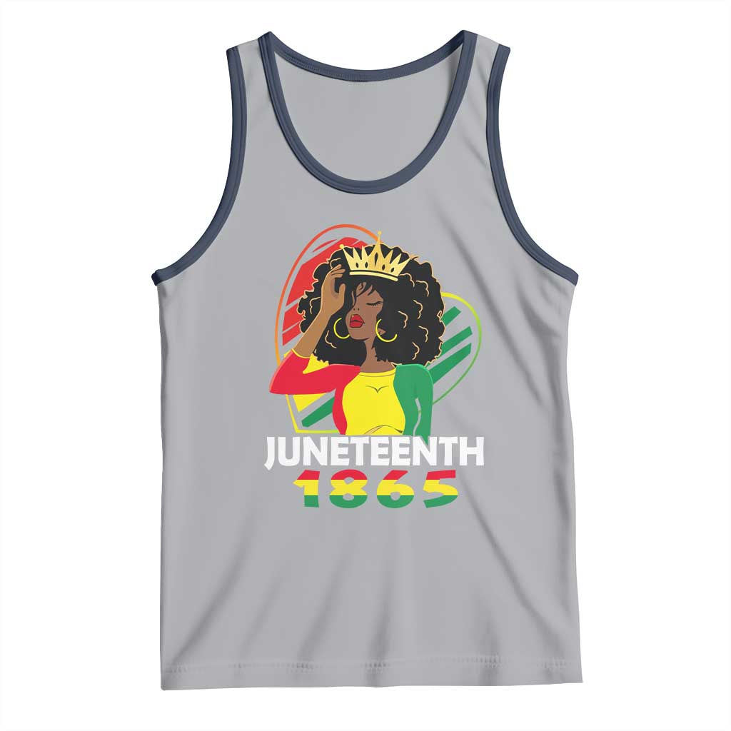 Queen Afro Tank Top Juneteenth 1865 TS01 Athletic Heather Navy Print Your Wear