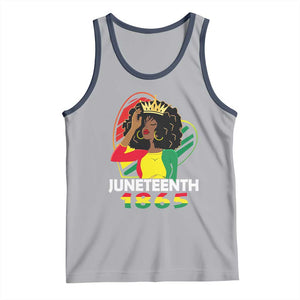 Queen Afro Tank Top Juneteenth 1865 TS01 Athletic Heather Navy Print Your Wear