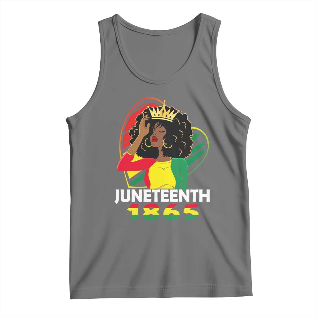Queen Afro Tank Top Juneteenth 1865 TS01 Black Heather Print Your Wear