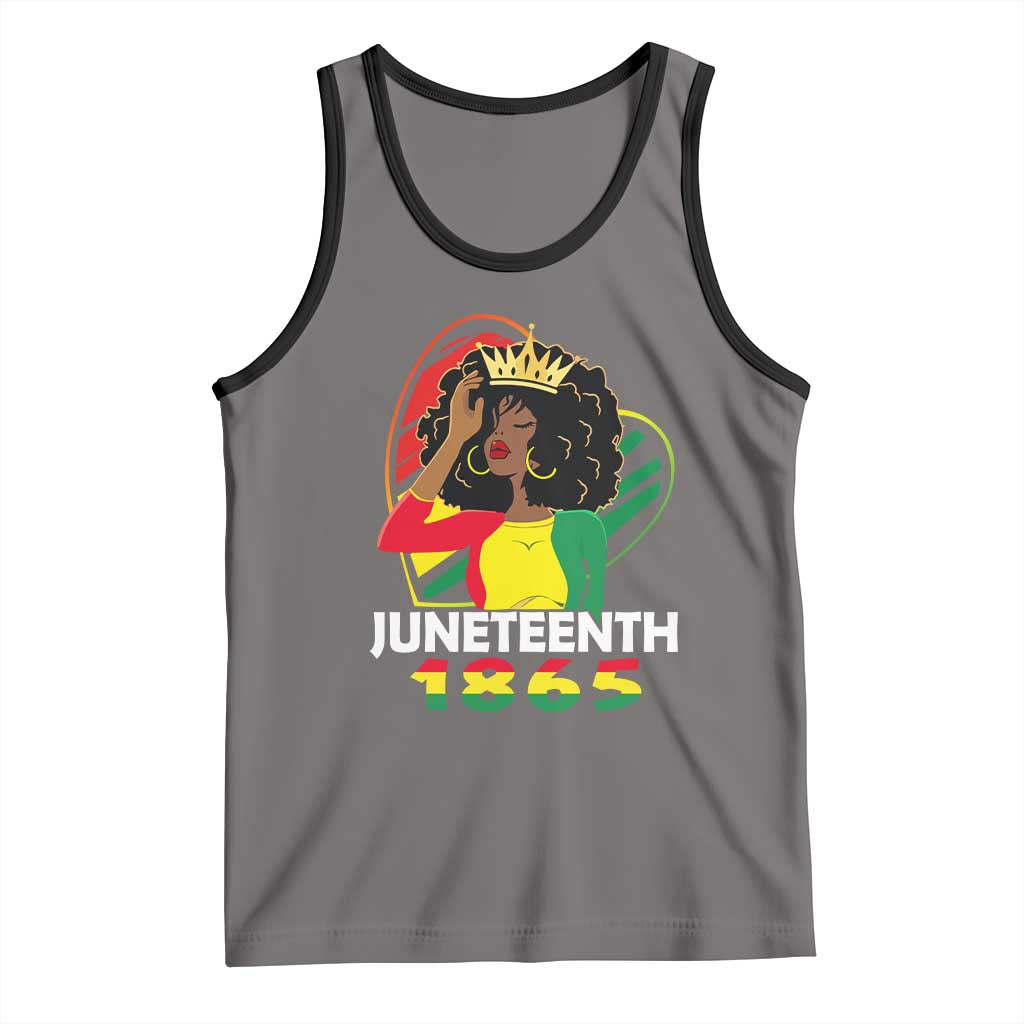 Queen Afro Tank Top Juneteenth 1865 TS01 Deep Heather Black Print Your Wear