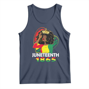 Queen Afro Tank Top Juneteenth 1865 TS01 Navy Print Your Wear