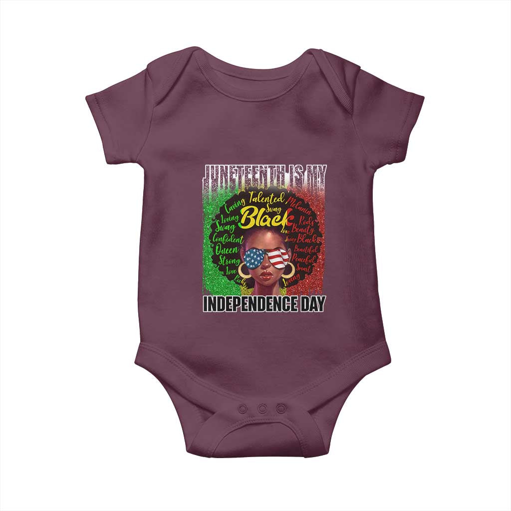 Juneteenth Is My Independence Day Baby Onesie For Black Queen Not July 4th TS01 Maroon Print Your Wear