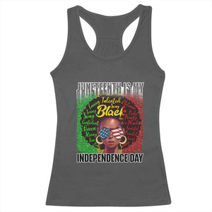 Juneteenth Is My Independence Day Racerback Tank Top For Black Queen Not July 4th TS01 Dark Heather Print Your Wear