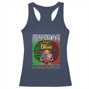Juneteenth Is My Independence Day Racerback Tank Top For Black Queen Not July 4th TS01 Navy Print Your Wear