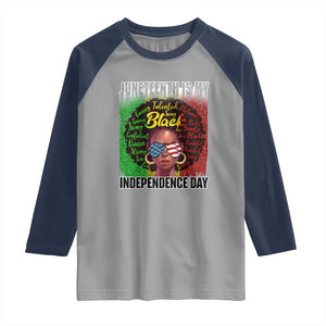 Juneteenth Is My Independence Day Raglan Shirt For Black Queen Not July 4th TS01 Sport Gray Navy Print Your Wear