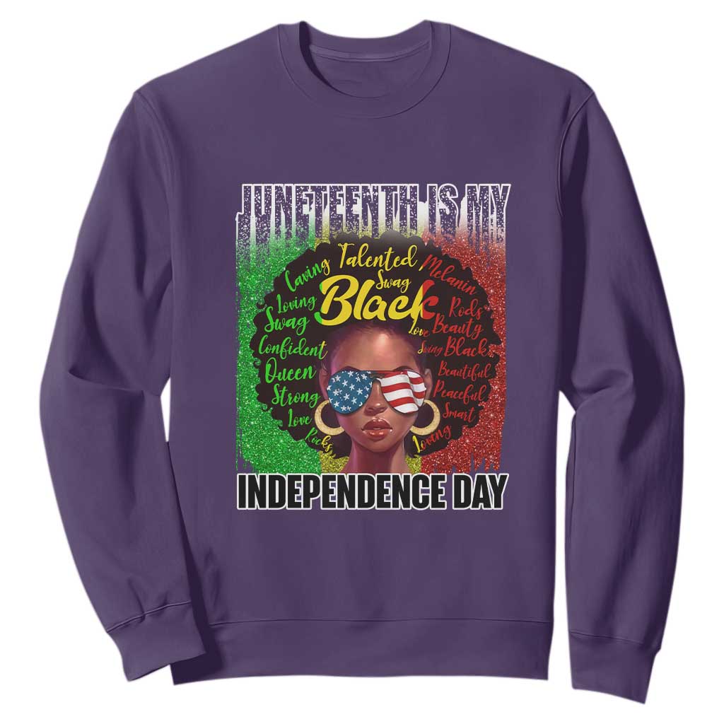 Juneteenth Is My Independence Day Sweatshirt For Black Queen Not July 4th TS01 Purple Printyourwear