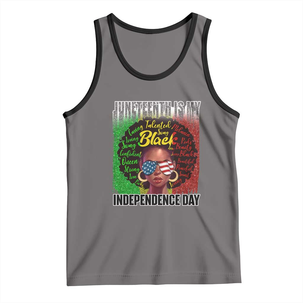 Juneteenth Is My Independence Day Tank Top For Black Queen Not July 4th TS01 Deep Heather Black Print Your Wear
