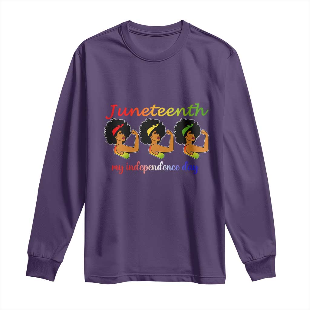 African American History Long Sleeve Shirt Juneteenth Is My Independence Day Freedom Black Women TS01 Purple Print Your Wear