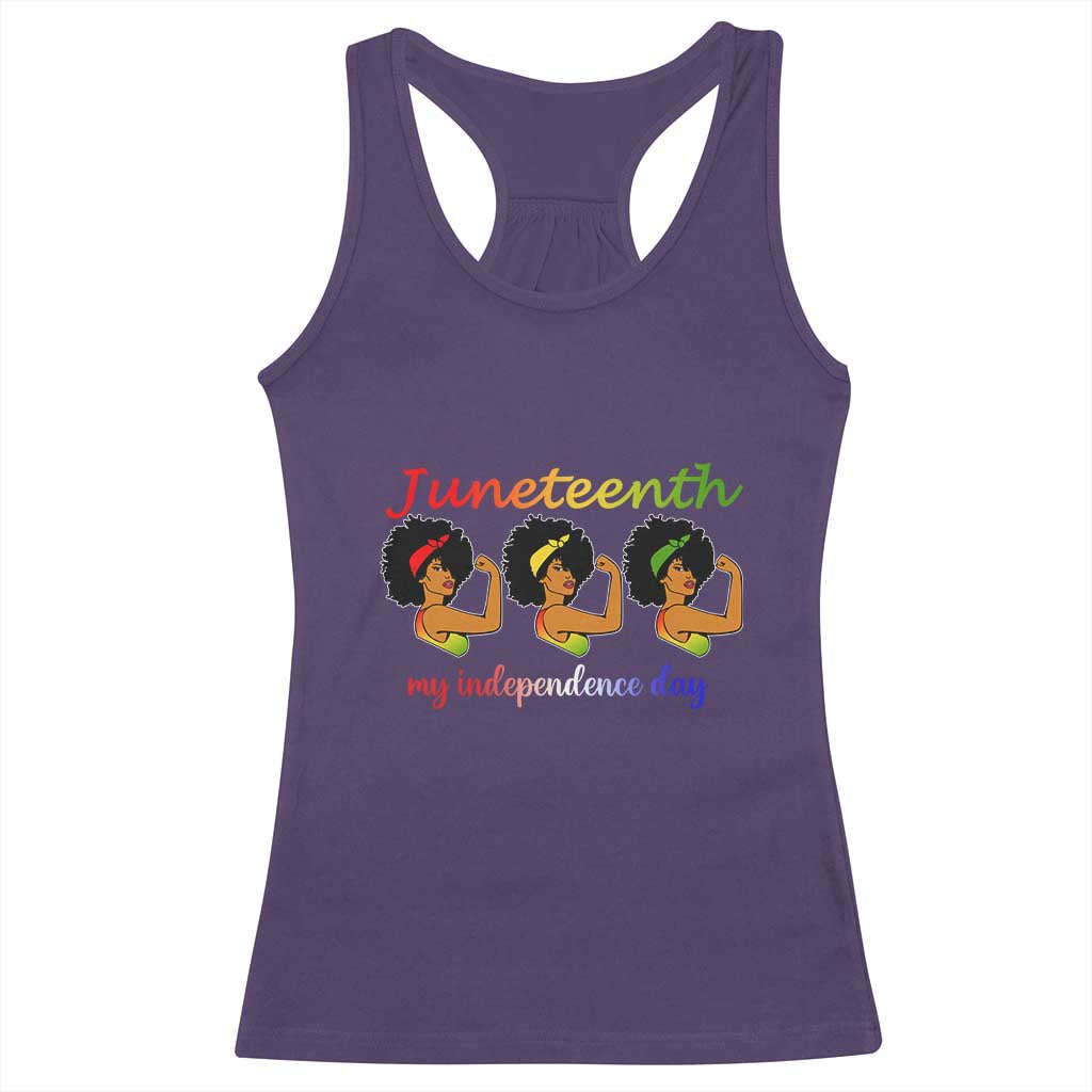 African American History Racerback Tank Top Juneteenth Is My Independence Day Freedom Black Women TS01 Purple Print Your Wear