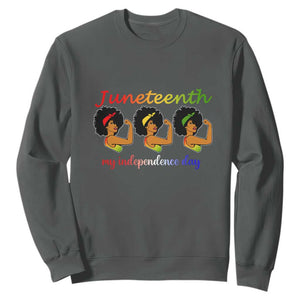 African American History Sweatshirt Happy Juneteenth Is My Independence Day Free Black Women TS01 Dark Heather Printyourwear
