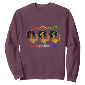 African American History Sweatshirt Happy Juneteenth Is My Independence Day Free Black Women TS01 Maroon Printyourwear