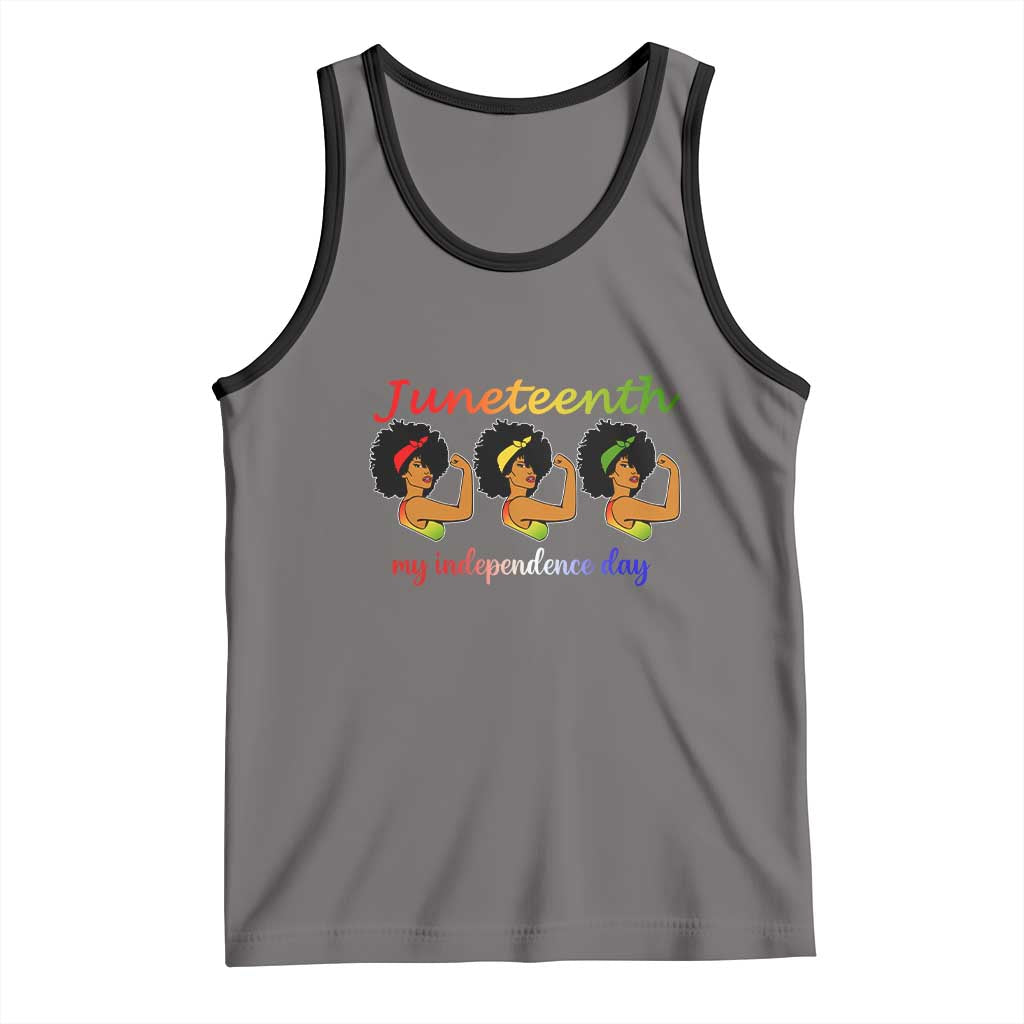African American History Tank Top Juneteenth Is My Independence Day Freedom Black Women TS01 Deep Heather Black Print Your Wear