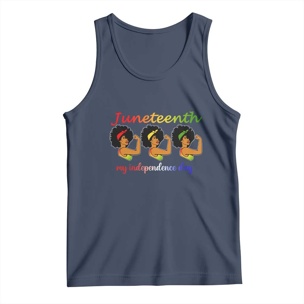African American History Tank Top Juneteenth Is My Independence Day Freedom Black Women TS01 Navy Print Your Wear
