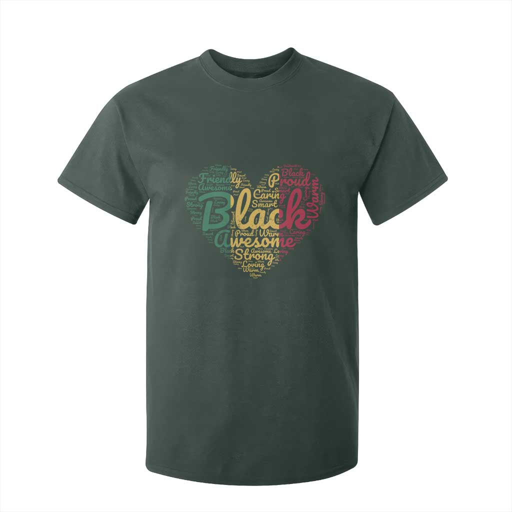 Black Awesome Strong Inspirational T Shirt For Kid African American Pride Juneteenth BHM TS01 Dark Forest Green Print Your Wear