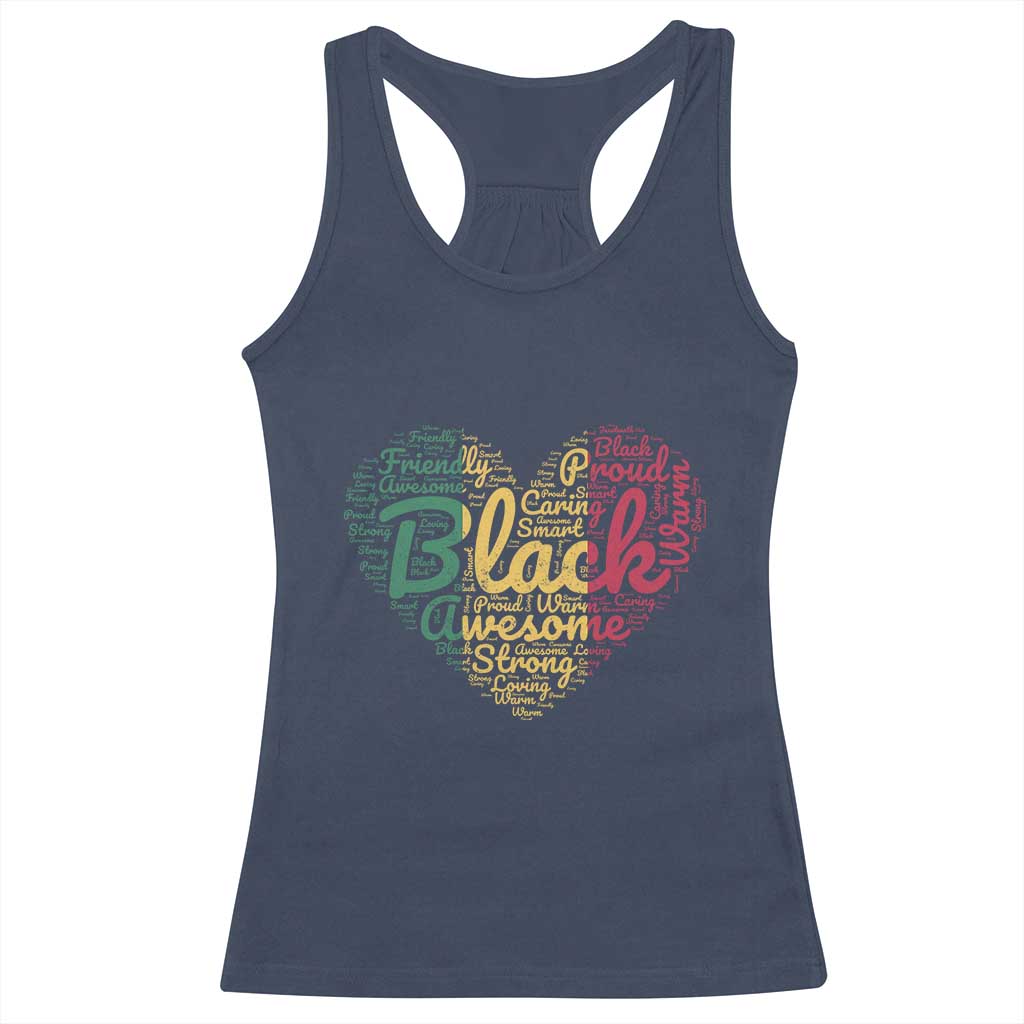 Black Awesome Strong Inspirational Racerback Tank Top African American Pride Juneteenth BHM TS01 Navy Print Your Wear