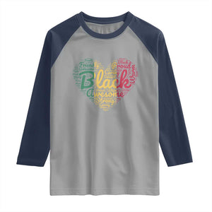 Black Awesome Strong Inspirational Raglan Shirt African American Pride Juneteenth BHM TS01 Sport Gray Navy Print Your Wear