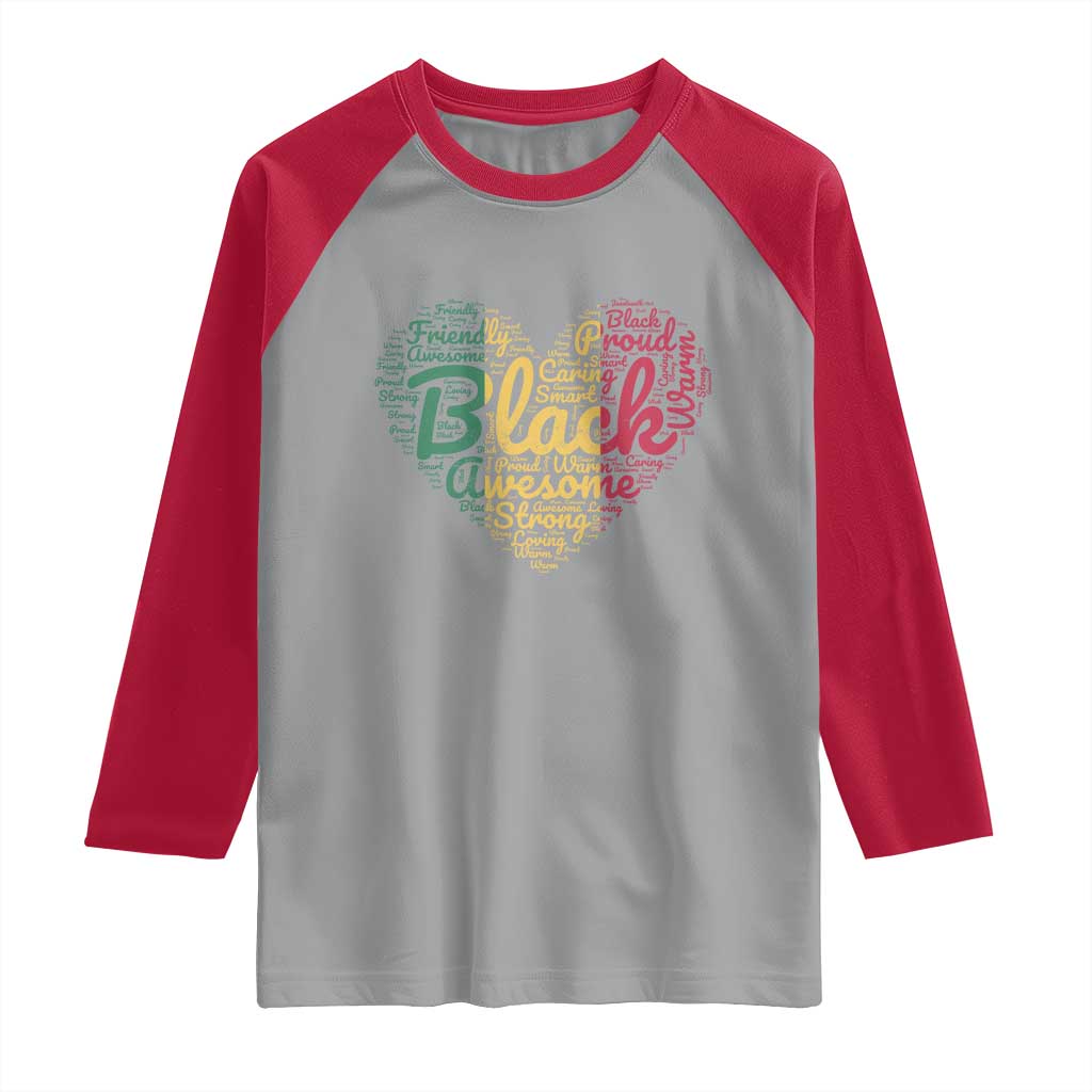 Black Awesome Strong Inspirational Raglan Shirt African American Pride Juneteenth BHM TS01 Sport Gray Red Print Your Wear