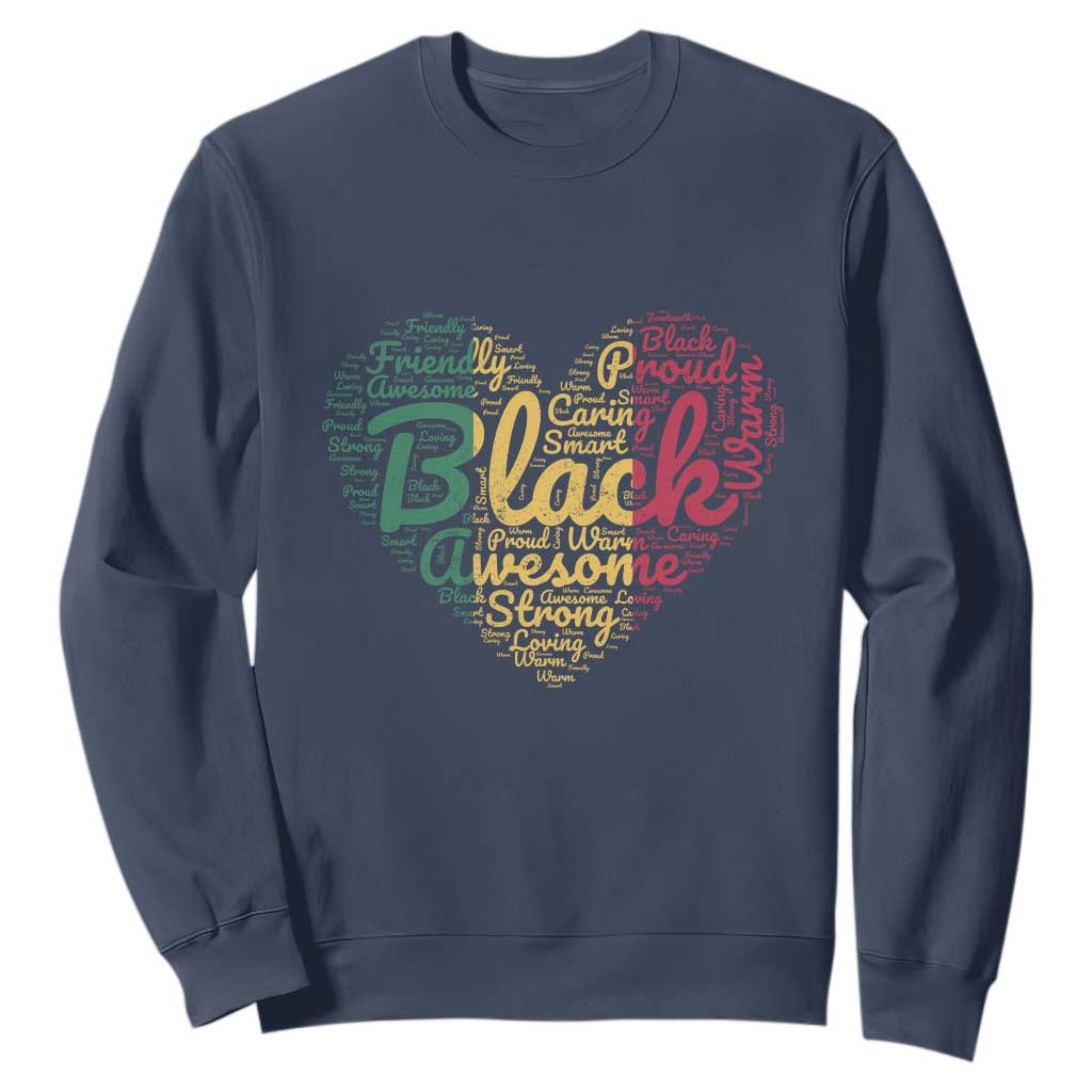 Black History Sweatshirt Cool Juneteenth with African Proud Heart TS01 Navy Printyourwear