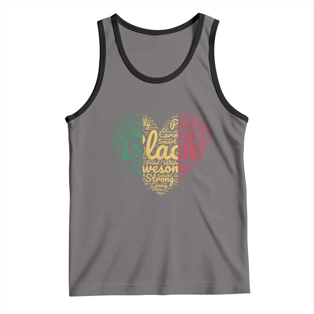 Black Awesome Strong Inspirational Tank Top African American Pride Juneteenth BHM TS01 Deep Heather Black Print Your Wear
