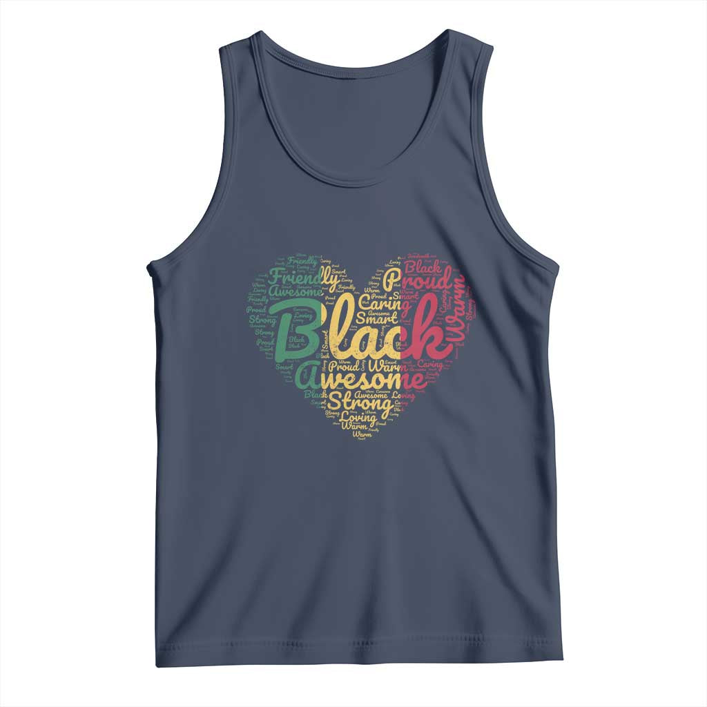 Black Awesome Strong Inspirational Tank Top African American Pride Juneteenth BHM TS01 Navy Print Your Wear