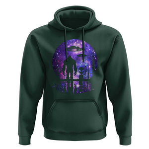 Alien And Bigfoot Full Moon Sasquatch UFO Hoodie TS01 Dark Forest Green Print Your Wear