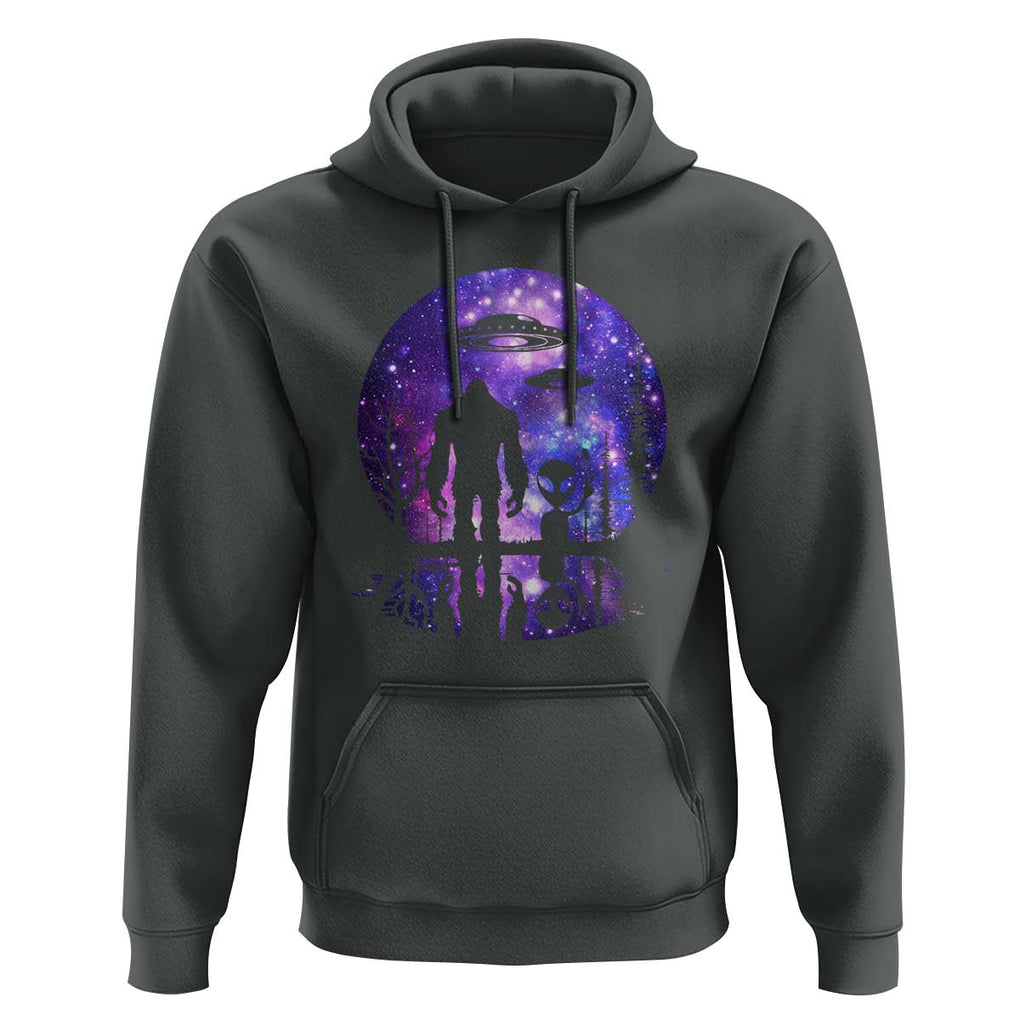 Alien And Bigfoot Full Moon Sasquatch UFO Hoodie TS01 Dark Heather Print Your Wear
