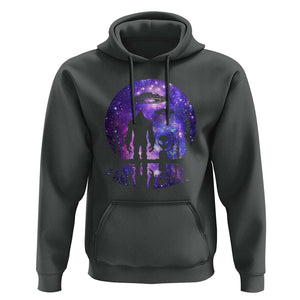 Alien And Bigfoot Full Moon Sasquatch UFO Hoodie TS01 Dark Heather Print Your Wear